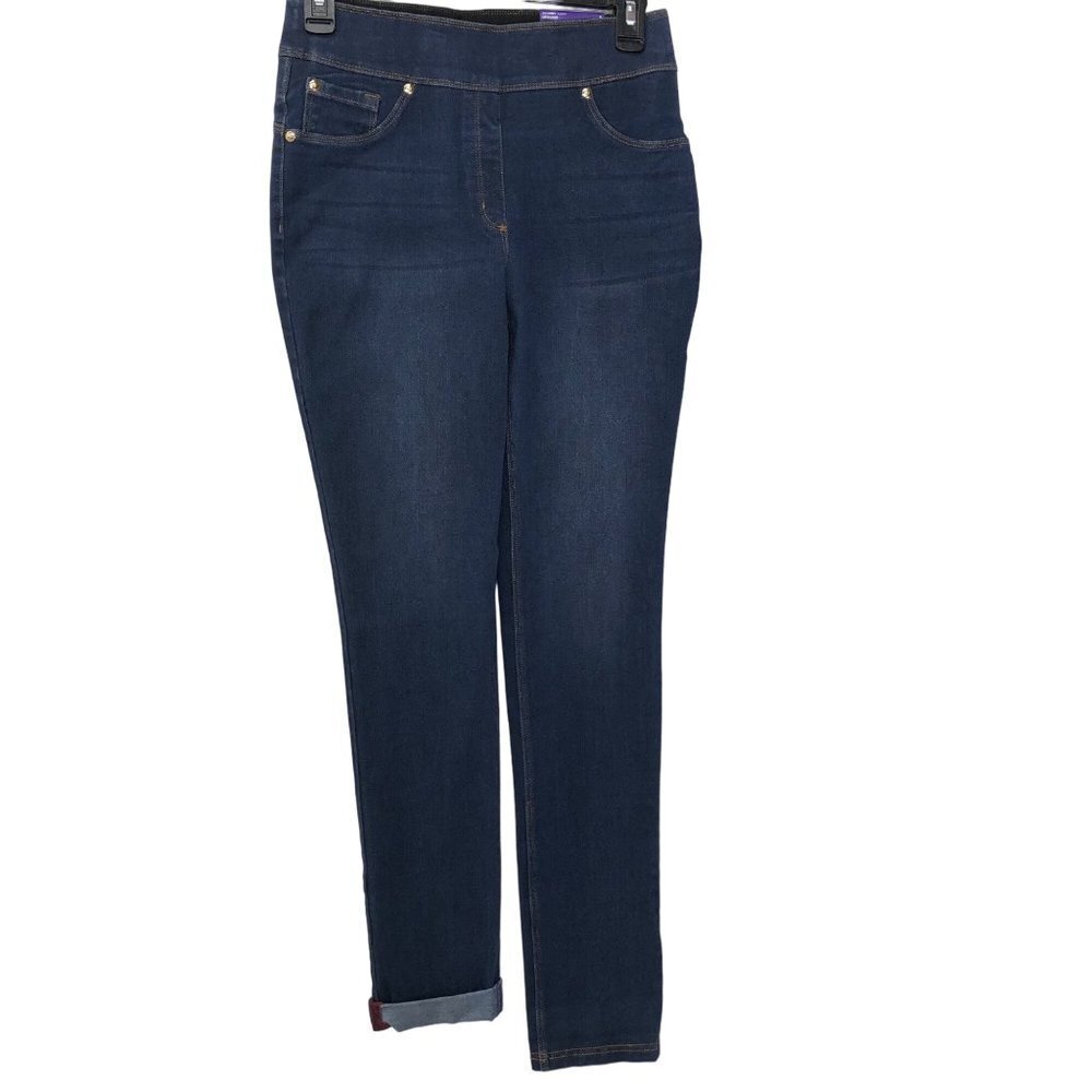 SLIM FACTOR BY INVESTMENTS 4 WAY STRETCH SLIM SKINNY CUFF JEANS SM NWT